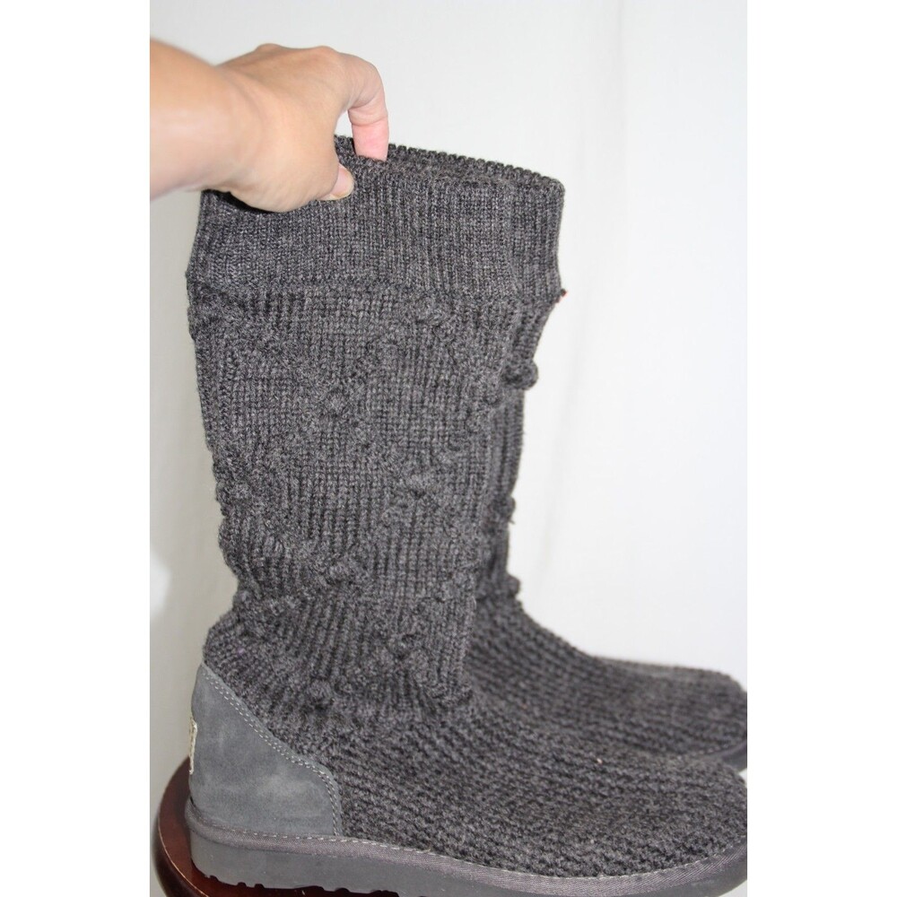 UGG Australia Classic Knit Tall Boots Shoes Dark Gray 5879 size 9 Comfort Warm